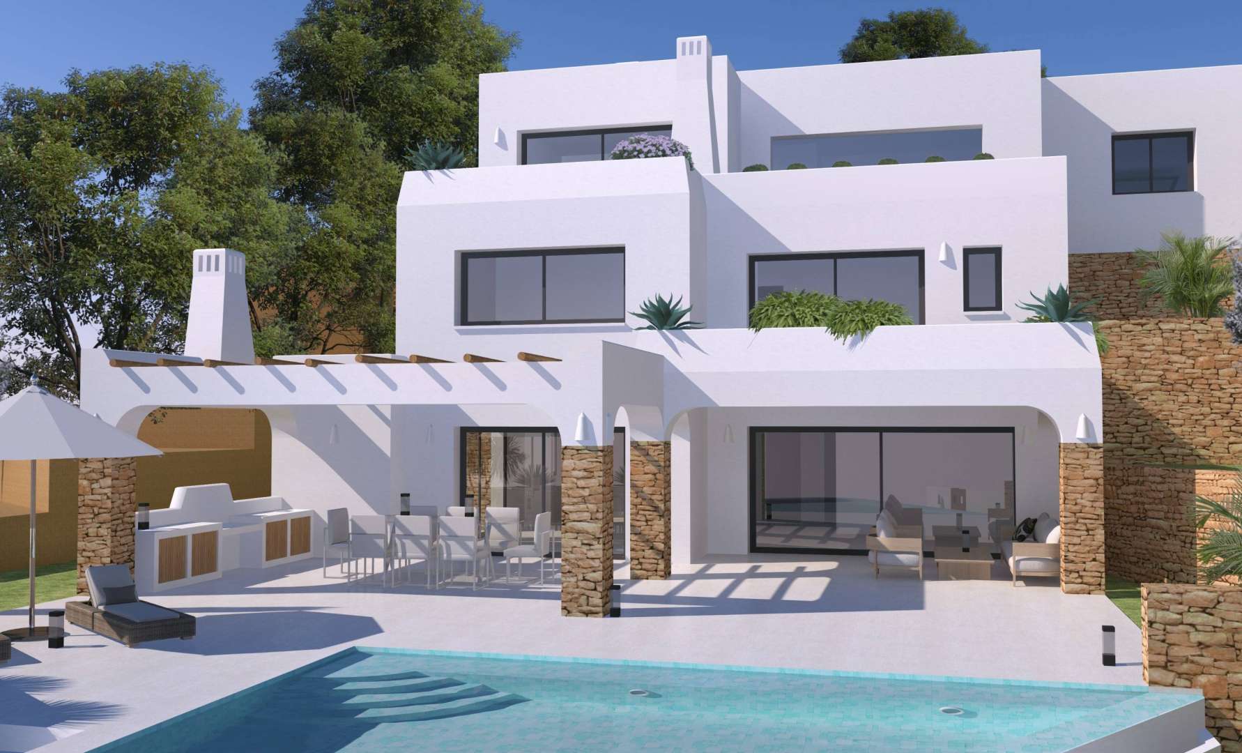 Residential PORTET VILA Moraira by COSTA HOUSES Luxury Villas S.L Costa Blanca Alicante Valencia Ibiza Style Villas new build